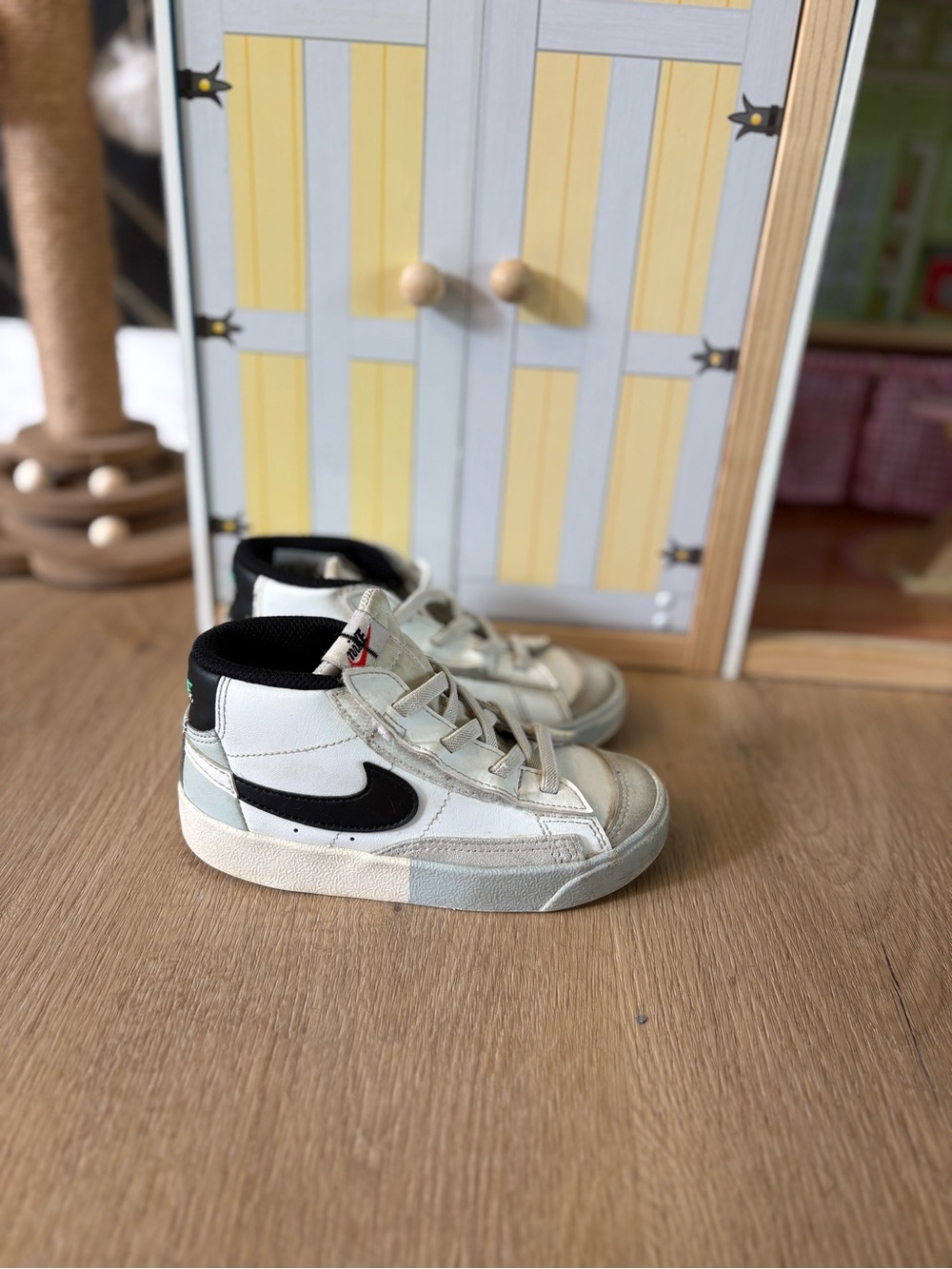 Nike Kids White and Black High-Top Sneakers
